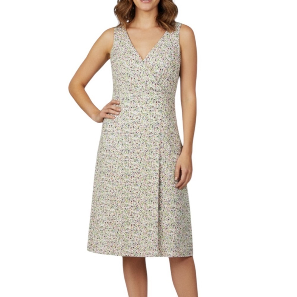 Liberty Art Fabrics Ditsy Floral Sleeveless V Neck Knee Length Dress Size 8